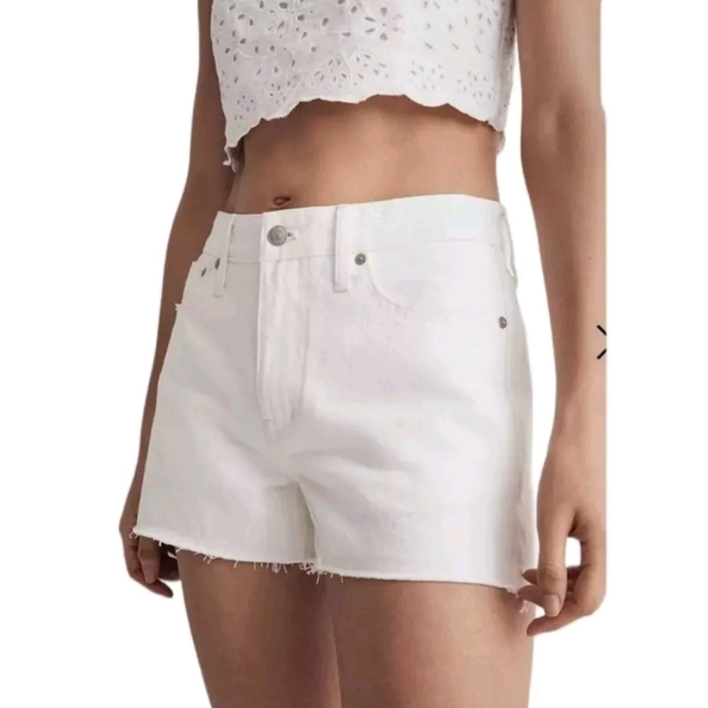 Madewell Womens Shorts Size 32 Tile White Mid Rise Relaxed Denim Shorts New